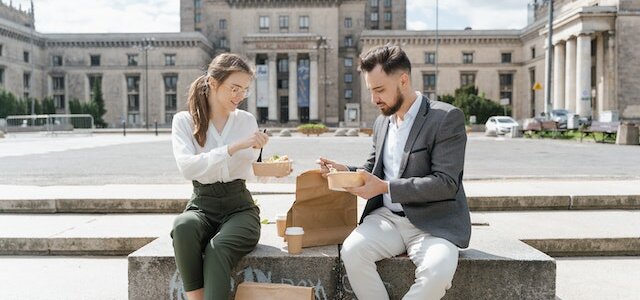 employees taking lunch break